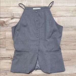 Abercrombie and Fitch Gray Button-Up Sleeveless Top